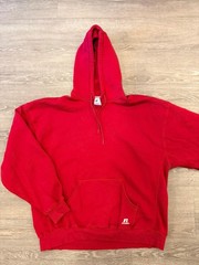 Russell Athletic Hoodie, Color Red, Size XXL, Made In Bangladesh.