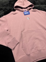 Hugo Boss Men’s Niftyhood Logo Cotton French Terry Pullover Hoodie-Dark Pink/2XL