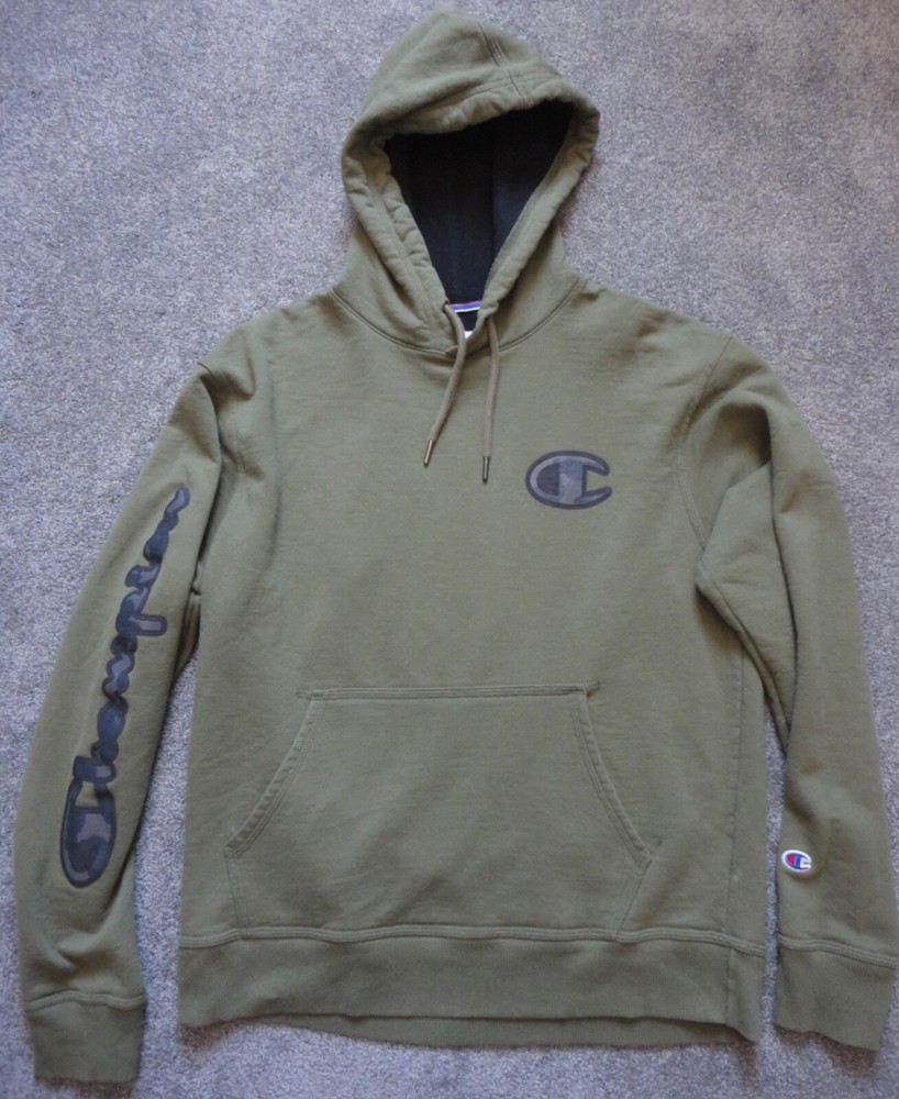 Champion Olive Green Hoodie Pullover Hooded Sweat Shirt Adult Medium