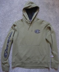 Champion Olive Green Hoodie Pullover Hooded Sweat Shirt Adult Medium