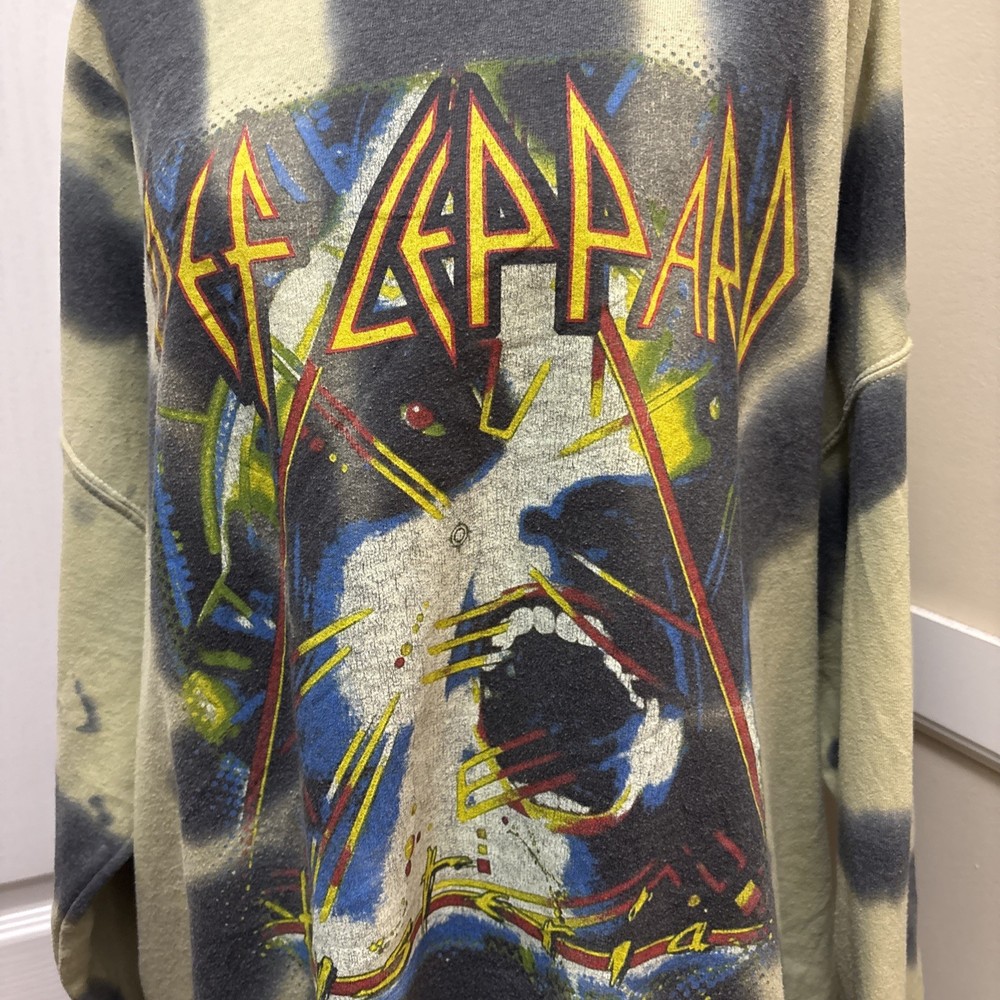 Def Leppard Hysteria Rock Band Green Tie Dye Sweatshirt Men’s S/M Oversized