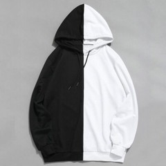 Split Duo Color Hooded Sweatshirt Streetwear Hoodies Oversized Harajuku Fashion