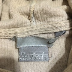 Nike Hoodie Sweatshirt Mens Large Tan Center Swoosh Ribbed Knit Pullover Y2K