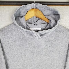 ALTERNATIVE Size Large Mens Knit Cotton+Cashmere Hooded Sweatshirt Hoodie Gray