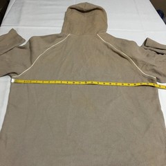 Nike Hoodie Sweatshirt Mens Large Tan Center Swoosh Ribbed Knit Pullover Y2K