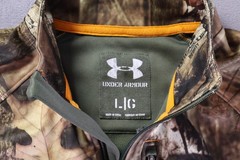 Under Armour Men’s LARGE 1/4 Zip Pullover Scent Control Camo Hunting Mossy Oak