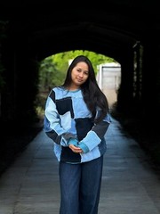 Denim Patchwork Pullover – Handmade, Long Sleeve, Perfect for Spring and Summer