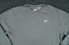 Nike Sweatshirt Mens Small Gray Club Fleece Crewneck Pullover Swoosh Logo BV2662