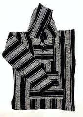 NEW Mexican Poncho Baja Hoodie Surfer Skater Drug Rug Pullover BLACK & WHITE