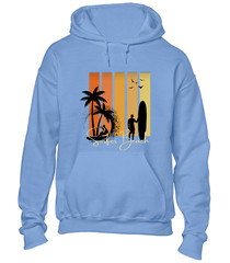SURFER BEACH SILHOUETTE HOODY HOODIE CASUAL SUMMER HOLIDAY CLOTHING FUNNY TOP