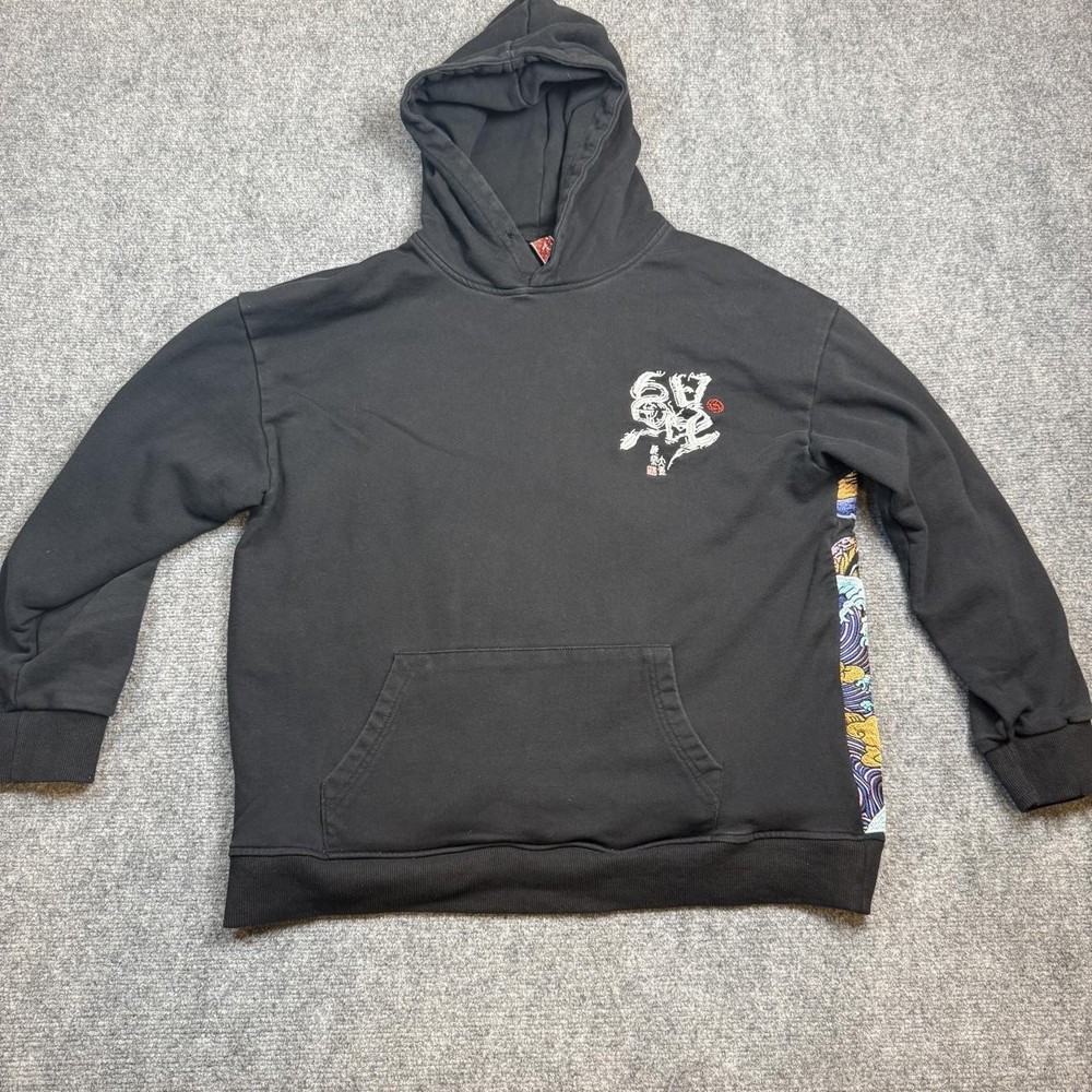 Black Hoodie XL White Graphic Colorful Patterned Sleeve