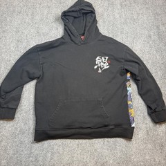 Black Hoodie XL White Graphic Colorful Patterned Sleeve