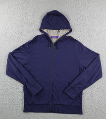 Ralph Lauren Purple Label Hoodie Mens Medium Blue Full Zip Jersey Logo Pockets