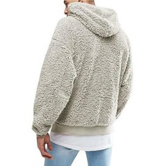 Men’s Thick Sherpa Fleeced Hoodie Winter Autumn Plush Fur Casual Jumper Sweater