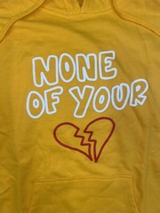 Lil TJay Rapper Yellow Hoodie “NONE OF YOUR LOVE” men’s Med Roses On Arms Nwot