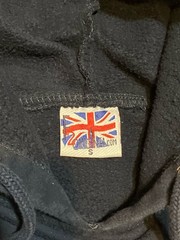 Zone One London England Embroidered Hoodie Sweatshirt Black Size Small Union Jac