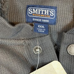 Smith’s Workwear Sweatshirt Mens 3XL Gray Sherpa Thermal Knit Henley Pullover