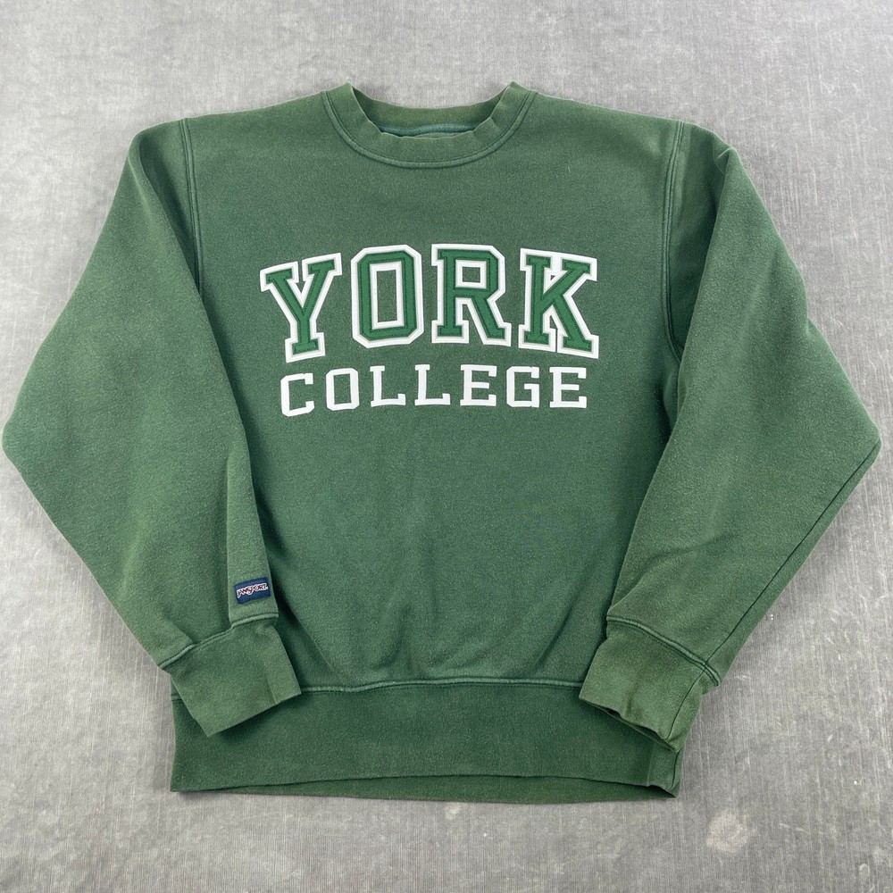 York College Jansport Mens XS Green Crewneck Sweatshirt Collegiate Logo