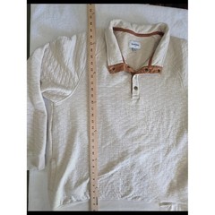 Goodfellow & Co Men’s Quilted Snap Pullover Sweatshirt Cream Beige