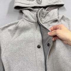 Lululemon Hoodie Mens Medium Gray Fleece Full Zip Pocket Solid Logo Athletic