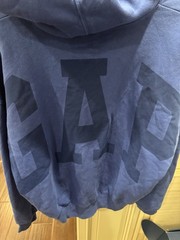 Gap Hoodie Mens M Navy Blue Tonal Arc Logo Oversized Pullover Faded Cotton Blend