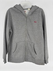Levi’s Gray Logo Full Zip Front Pocketed Hooded Sweatshirt Men’s Size Medium