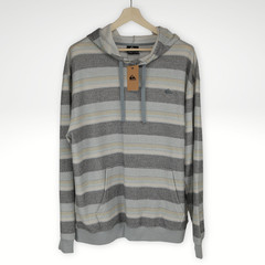 Quiksilver Hoodie Men’s XXL Gray Quarry Striped Pullover Hooded NWT QSM45FT080