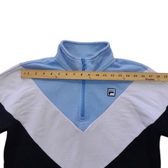 FILA sweatshirt Men M slim/knit+fleece/3 color block/long sleeves/1/4 zip/logo