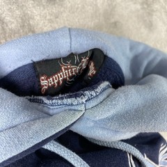 Vintage Sapphire Lounge Hoodie Mens XL Blue Fleece Sweatshirt Skater Y2K Tribal
