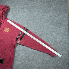 Champion Hoodie Mens Large Maroon Monogram Classic Fleece Leather Stripe