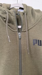 PUMA Men’s Green Full Zip Hooded Hoodie w/ Pockets Drawstring Logo Tape M