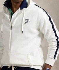 Polo Ralph Lauren Big and Tall Men’s Double Knit Hoodie White Navy Blue $168 New