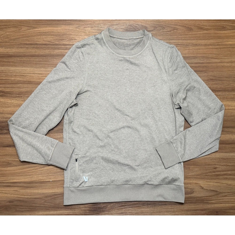 Vuori Ponto Performance Crewneck Sweatshirt Heather Taupe/Grey Mens (V224) Sz S