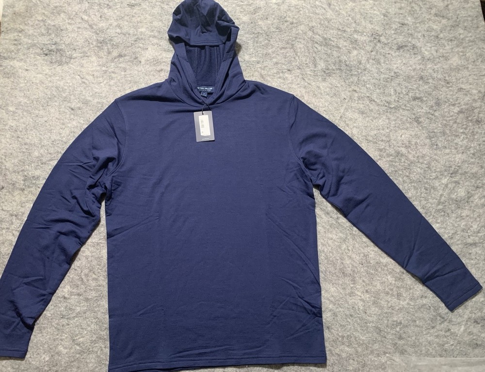NWT Peter Millar Crown Crafted Excursionist Flex Hoodie Blue Merino Wool NEW