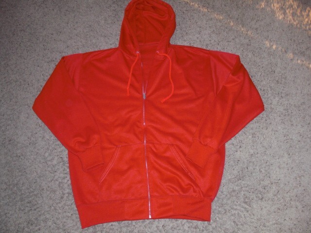 Vintage 80s POLYESTER FOAM FILLED full zip front red athletic Hoodie XL 46
