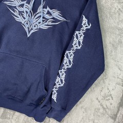 Vintage Sapphire Lounge Hoodie Mens XL Blue Fleece Sweatshirt Skater Y2K Tribal