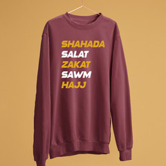 Five Islamic Pillars Sweatshirt Shahada Salat Zakat Sawm Hajj Muslim Faith
