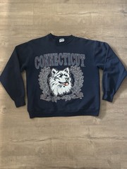Vtg 90s 20/20 Sport Connecticut Huskies Sweatshirt M Navy UConn NCAA Streetwear