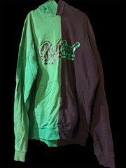 H & M Teens Green/Black Colorblock Graphic Logo Pullover Hoodie XL