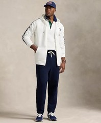 Polo Ralph Lauren Big and Tall Men’s Double Knit Hoodie White Navy Blue $168 New