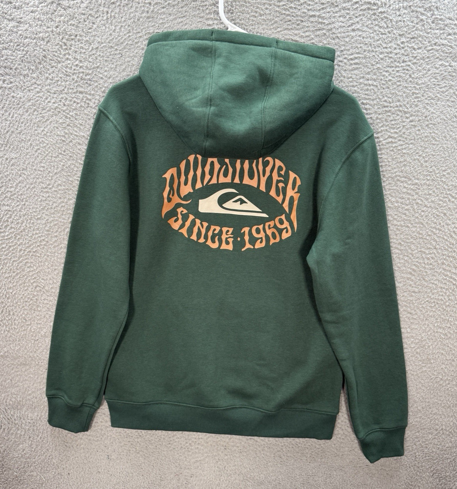 Quiksilver Sweatshirt Adult Small Green Hoodie Pullover Skater Surfer Grunge NEW