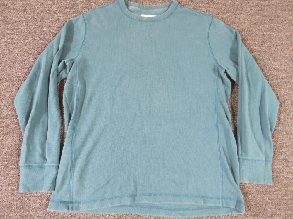Eddie Bauer Thermal Shirt Mens XL Tall Green Round Neck Long Sleeve Pullover