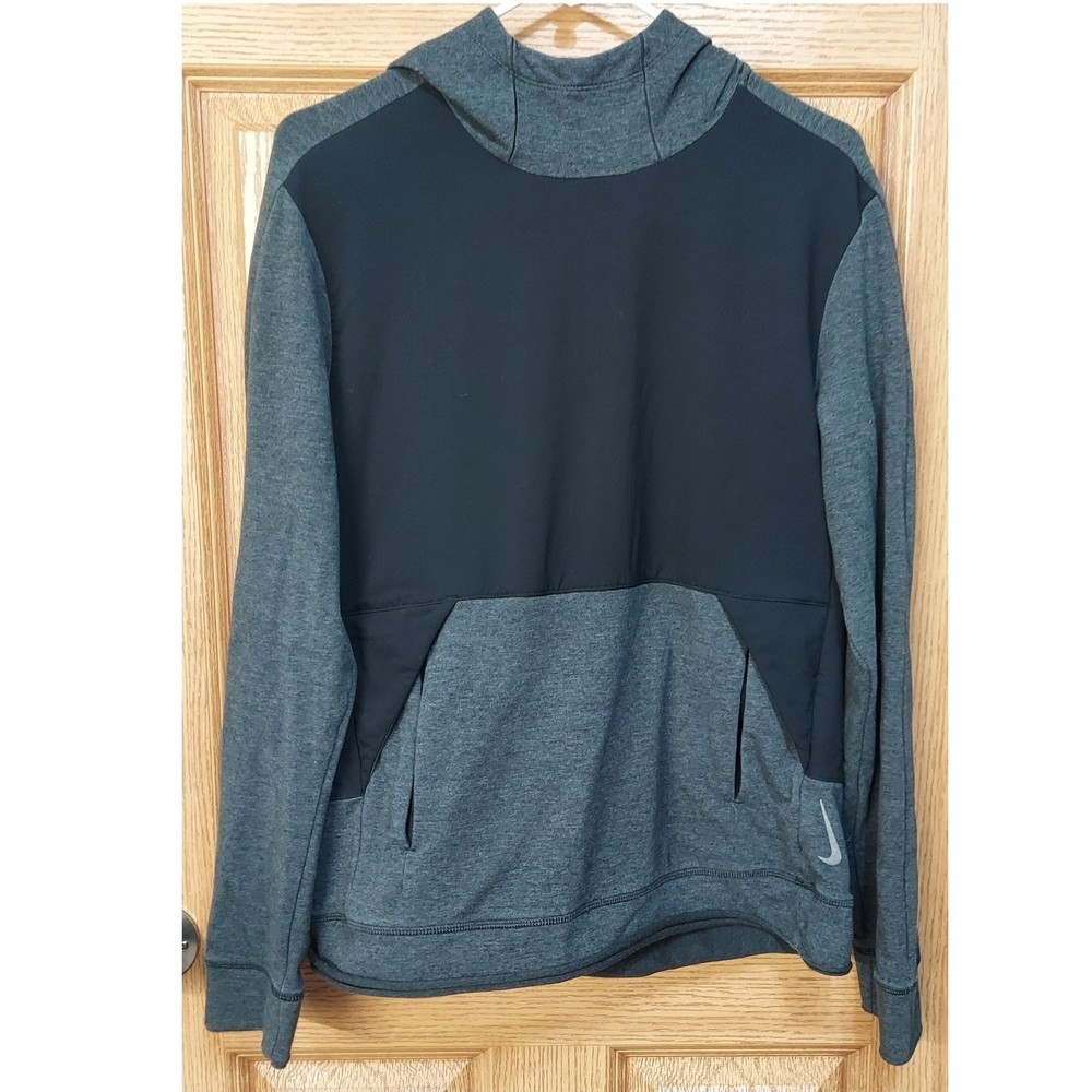Nike Yoga Dri-FIT Hoodie Mens Small Gray Black Loose Fit Pullover DH1931-032