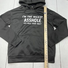 Black Funny Slogan Graphic Hooded Sweatshirt Adult Size Medium