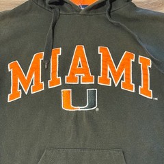 Old Varsity Brand Miami Hurricanes Hoodie Green Orange Mens Small Collegiate U