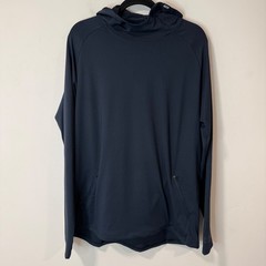 Barbell Mens Stealth Hoodie Large Navy Blue Zipper Pockets Athletic Pullover