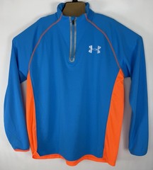 Under Armour Mens Quarter Zip Pullover Blue Orange Fitted All Season Gear XLT
