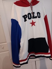POLO RALPH LAUREN MEN’S L/S RED STAR WHITE BLUE COLORBLOCK HOODIE XXL $168 NWT