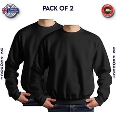 Mens Sweatshirt 2 Pack Heavy Blend Crew Neck Plain Jumper Pullover High Quality