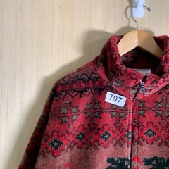 For Seasons Sweater Adult Size Large Red Long Sleeve Men’s Fleece Zip Up